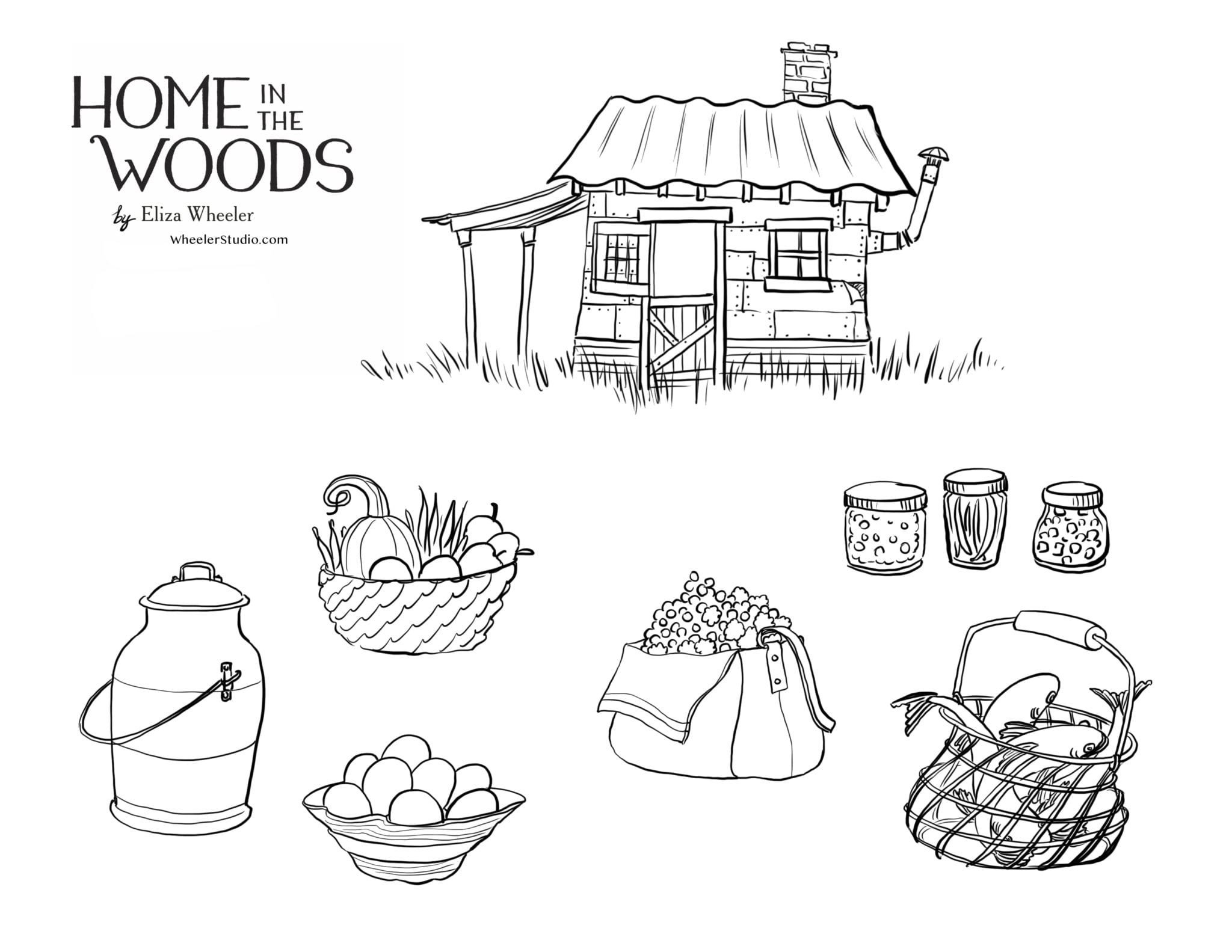 ‘Home in the Woods’: Free Coloring Sheets – Wheeler Studio